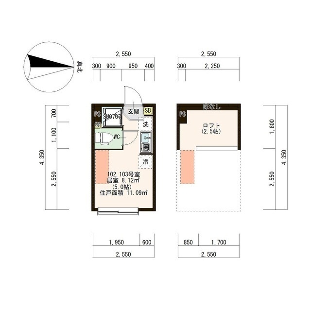 ハーモニーテラス王子本町103号室 間取