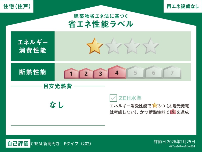 クリアル新高円寺2階 省エネ性能ラベル