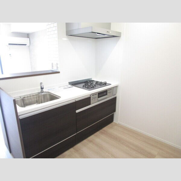 ラ・ペッシュ307号室 対面式3口ガスコンロ付システムキッチン