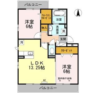 チェリス　フォンテーン　コスモ301号室 間取