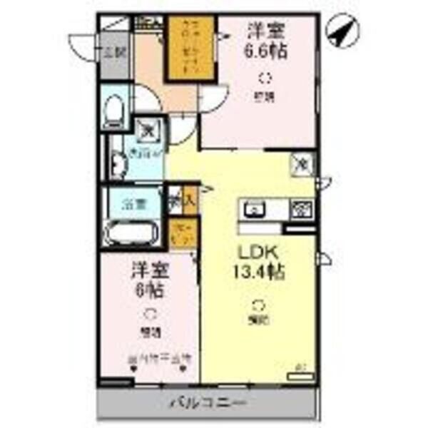メイプルシャトー205号室 間取り図