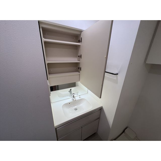 プレミアムキューブ新中野701号室 大きな鏡の洗面台