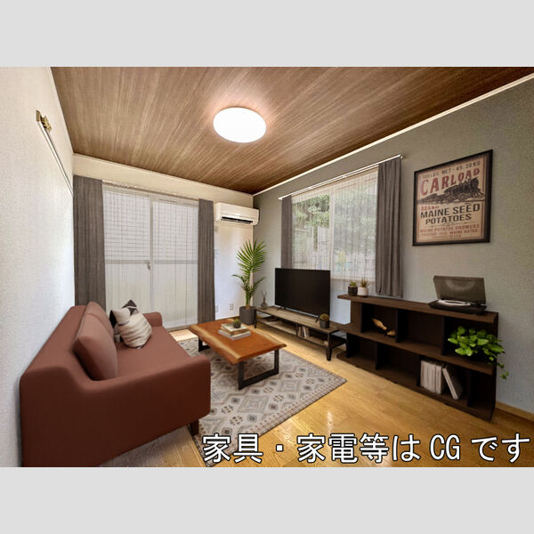 コーポ・ソレイユ102号室 西側洋室　※家具・家電等はCGですが実寸サイズで作成しております。