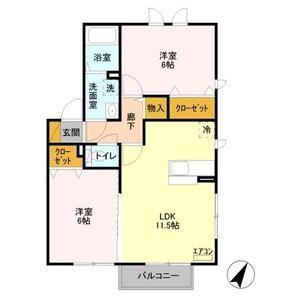 フルール・ド・スリジェ201号室 間取