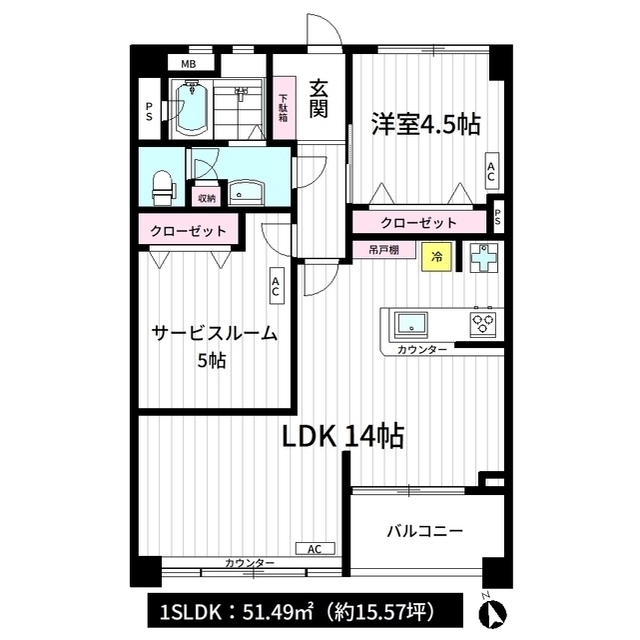 牡丹町住宅511号室 間取