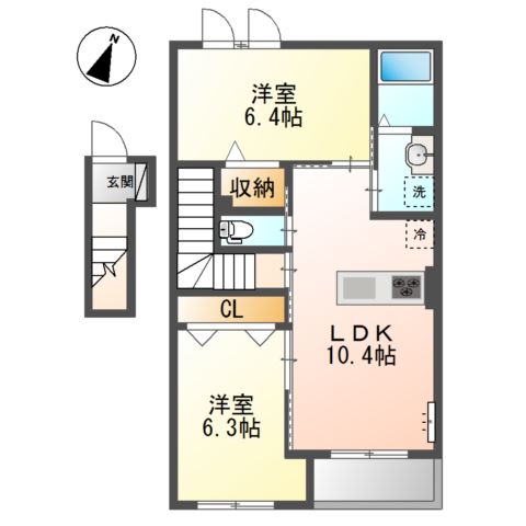 ルミナス　ケイポート201号室 間取