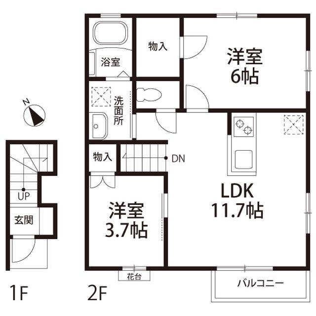 プリムローズＢ2階 間取