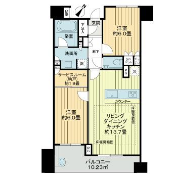 ライオンズ横浜ポートサイド4階 間取