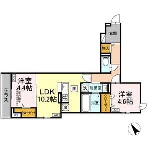 D-ROOM松木B102号室 間取