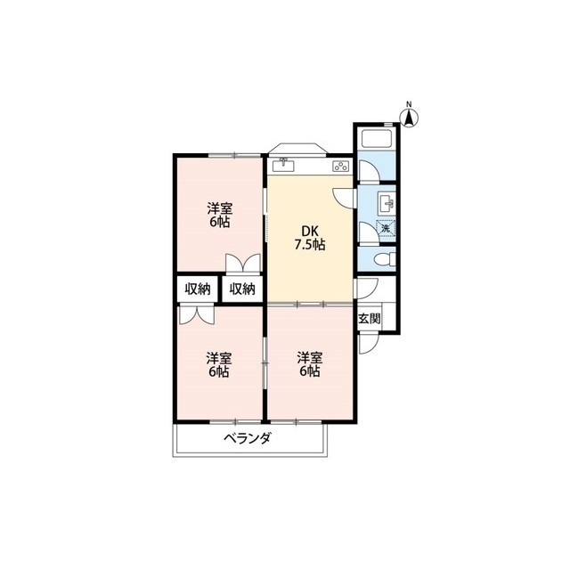 サンステージ斉藤Ⅱ205号室 間取