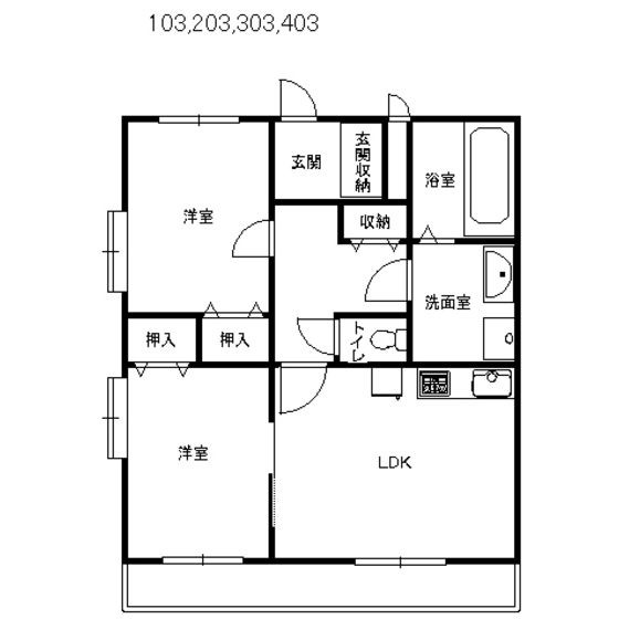 フルパレスⅡ303号室 間取