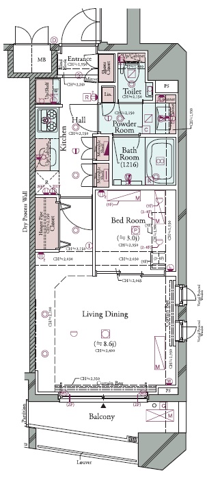 コンシェリア渋谷笹塚 ＜ＰＲＥＭＩＵＭ ＶＩＥＷ＞3階 間取