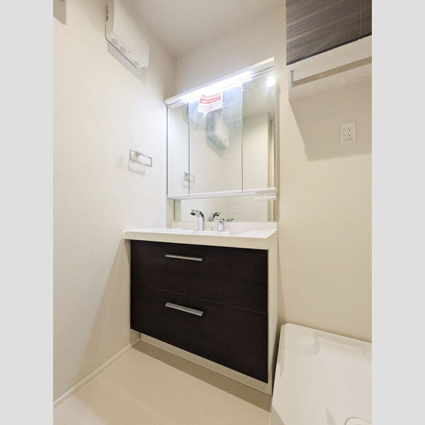 アルビオン　コート307号室 3面鏡のシャンプードレッサー♪洗濯機置き場上部に収納