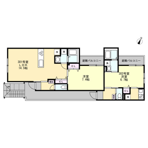 （仮称）辻堂元町アパート301号室 間取