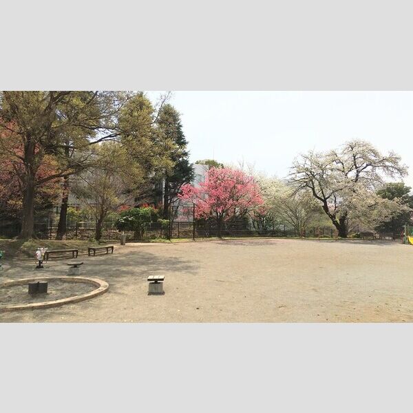 横浜ハウス ファミリーマート向かいにある常盤台第一公園に滑り台と砂場があります。