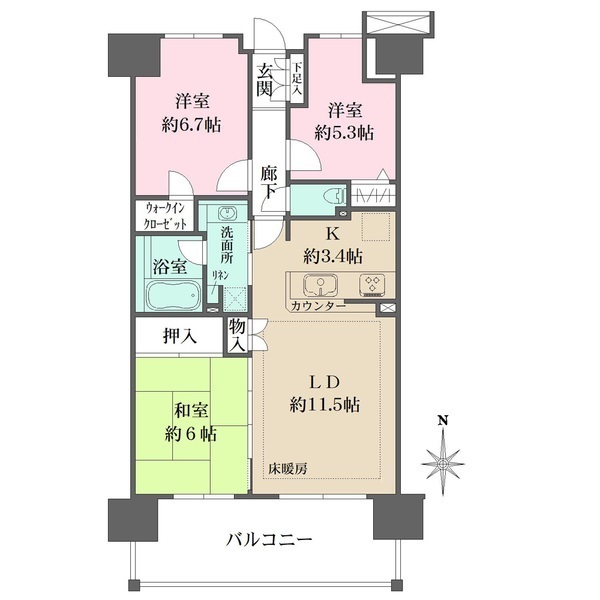 川口ティーブルー306号室 間取