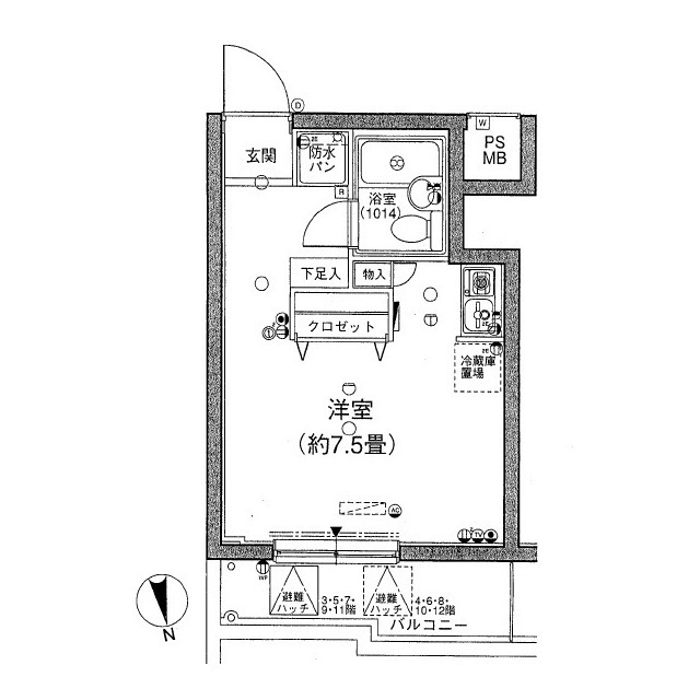 エスコート麻布十番1204号室 間取