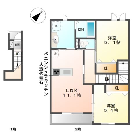フィオーレⅡ202号室 間取