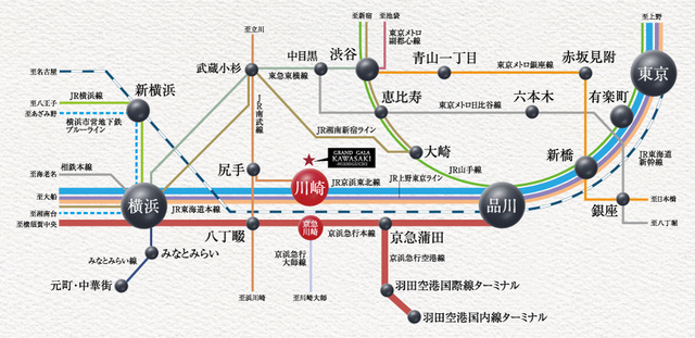 グランド・ガーラ川崎西口6階 路線図