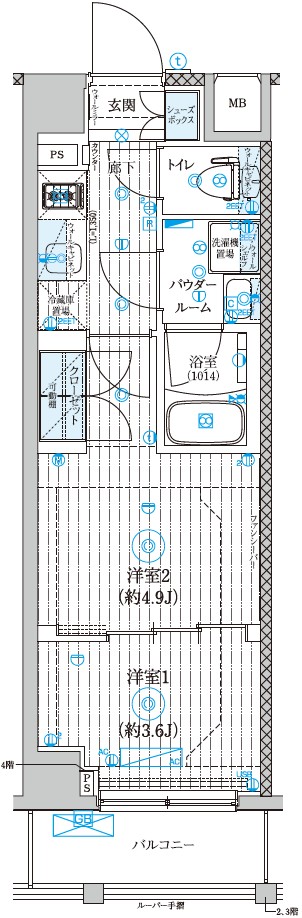 ジェノヴィア世田谷砧Ⅱ0403号室 間取