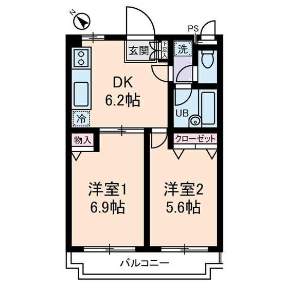 三番館竹下0204号室 間取