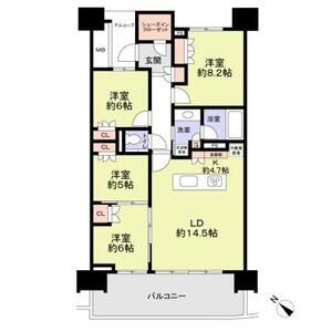 HARUMIFLAG　SUN　VILLAGE　A棟902号室 間取