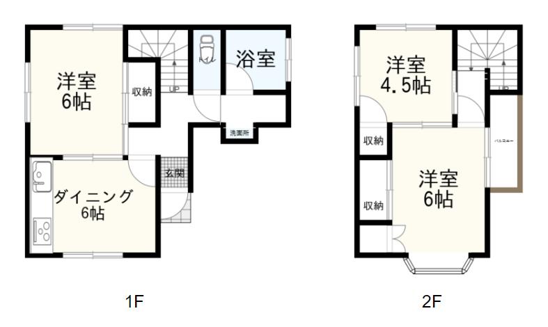 岩槻区東町1丁目 戸建 3DKの間取りです