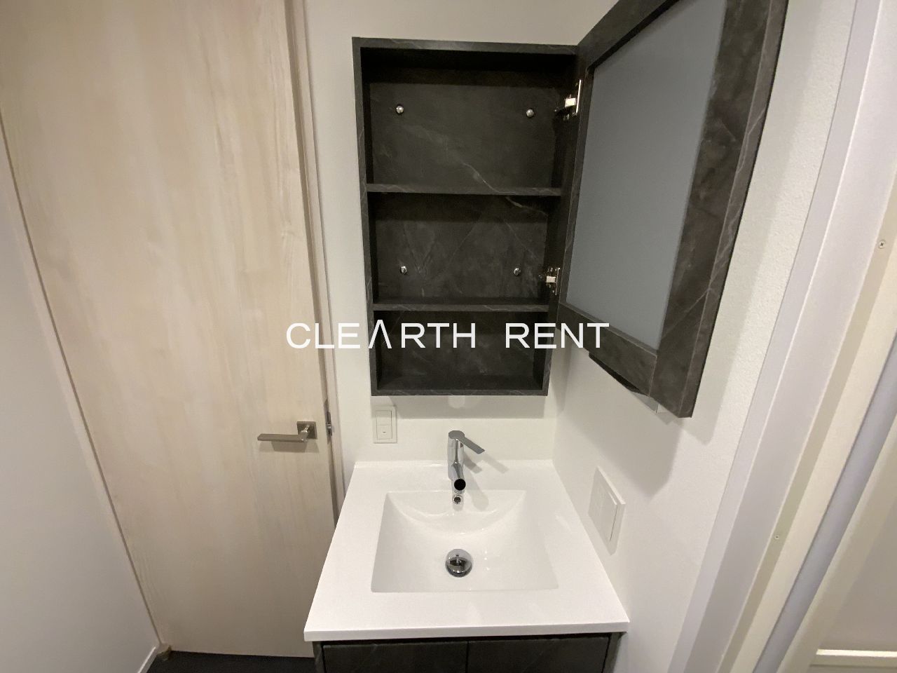 ＧＲＡＮ ＰＡＳＥＯ 島津山Ｅａｓｔ2階 スタイリッシュな独立洗面台/鏡裏収納付き