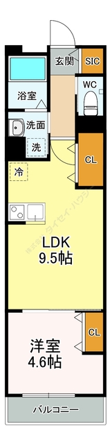 クオーレ田喜野井0303号室 間取