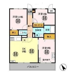 ローズ・ウッド305号室 間取