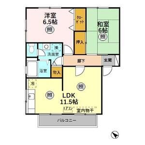 パストラルガーデン　B201号室 間取