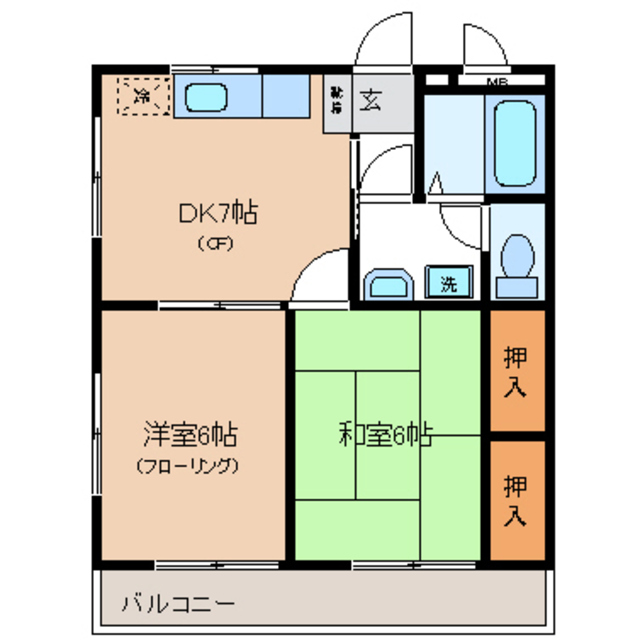 ルーチェ　三ッ藤1階 間取り図！（反転）