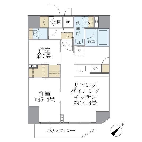 アジールコート町屋11階 間取