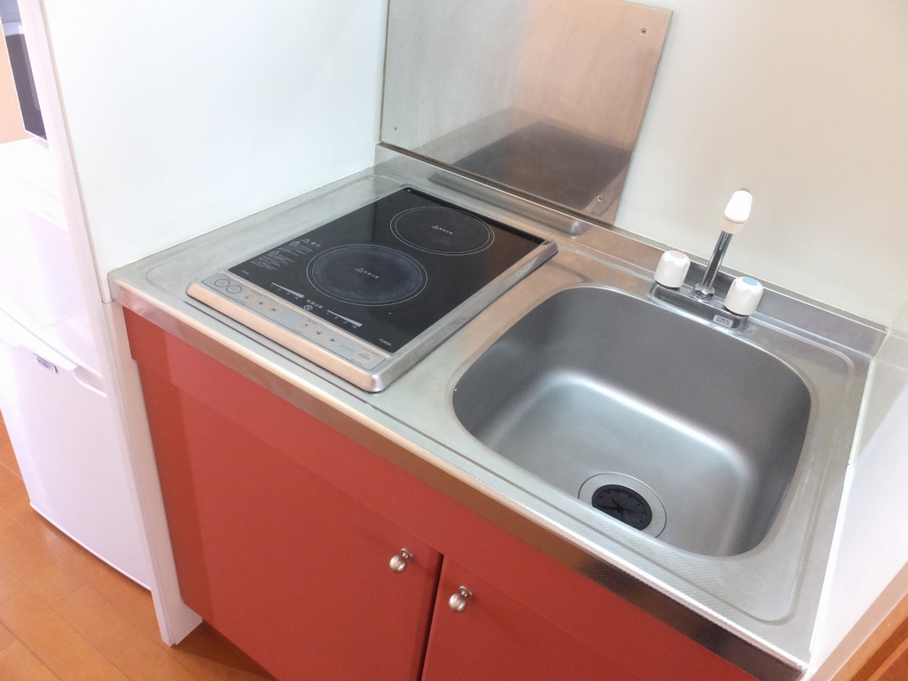 レオパレスエクレール202号室 ２口コンロのラジエントヒーター仕様です。