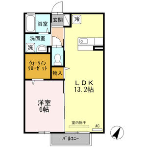 メルヴェーユK　A202号室 間取