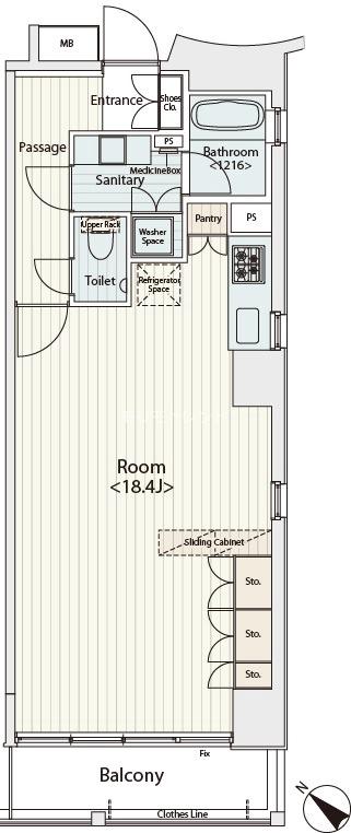 カスタリア八丁堀4階 間取