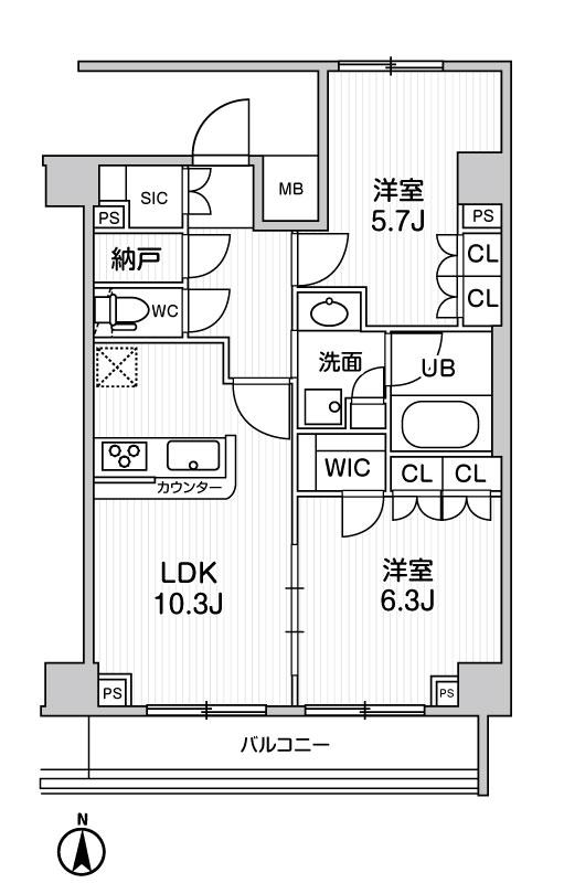 ジェノヴィア本所吾妻橋Ⅱスカイガーデン2階 間取り図