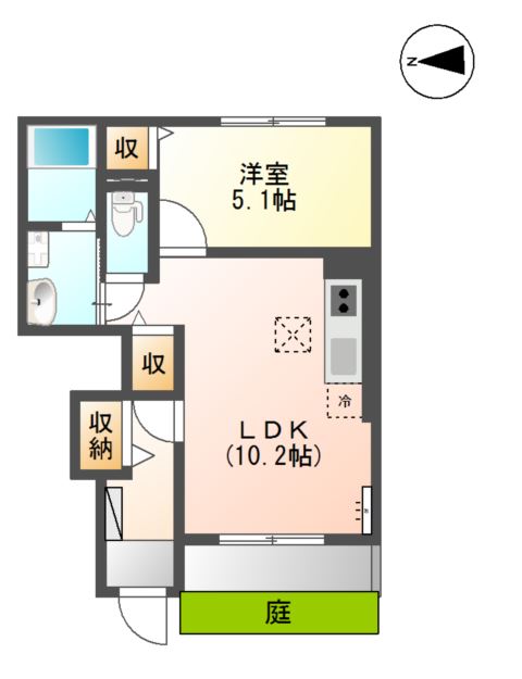 フェリシア102号室 間取