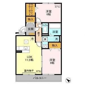 グランドソレイユ　B棟203号室 間取