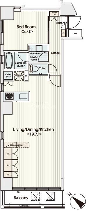 カスタリア八丁堀4階 間取