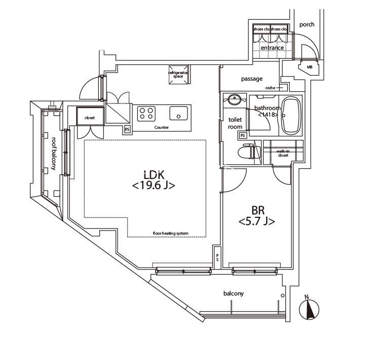 カスタリア麻布十番5階 間取
