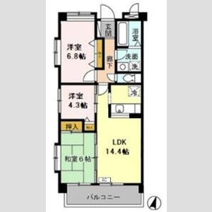 ベルシャイン厚木305号室 間取