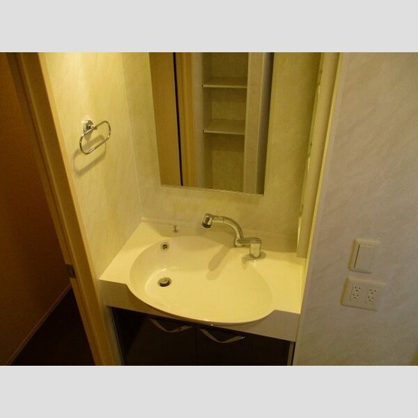 ヌーボイナリ金沢207号室 洗髪洗面化粧台(鏡面裏に収納棚付いております)