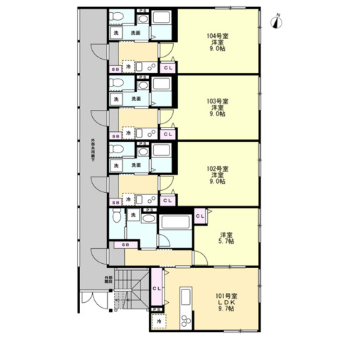 ベイルームテラス湘南台102号室 間取