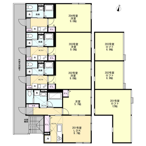 ベイルームテラス湘南台201号室 間取