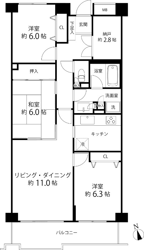 T's garden府中3階 間取