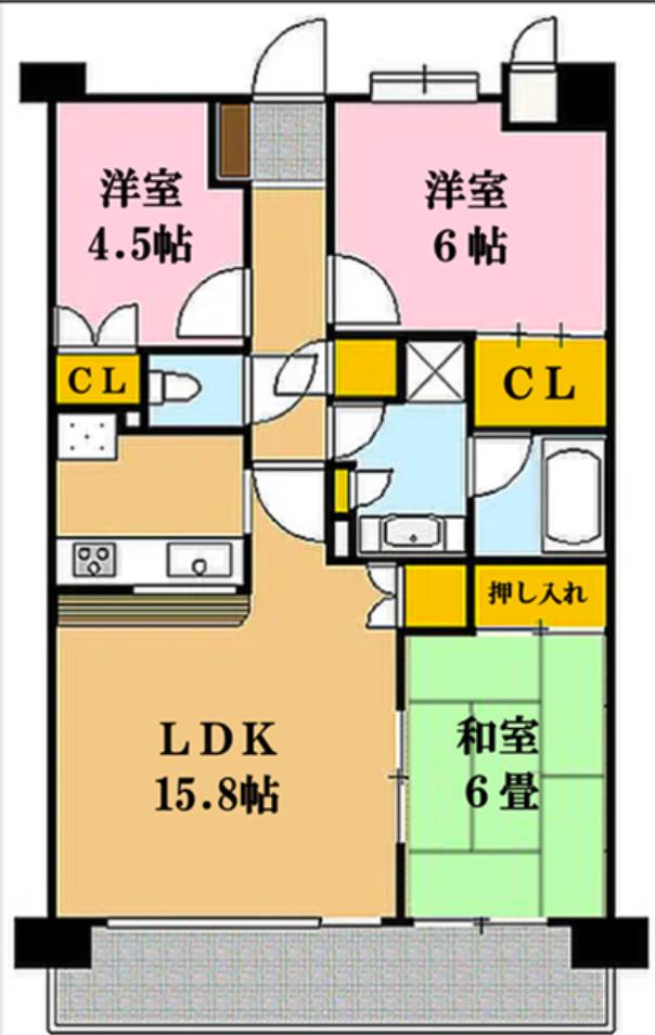 ルリエ大船308号室 使い勝手の良い、採光・通風もばっちりの3LDK