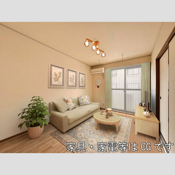 メゾンベール　B103号室 南側洋室　※家具・家電等はCGですが実寸サイズで作成しております。