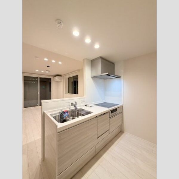 フレジア101号室 カウンターキッチンでコミュニケーションも広がる♪食洗器付き、IHクッキングヒーター♪