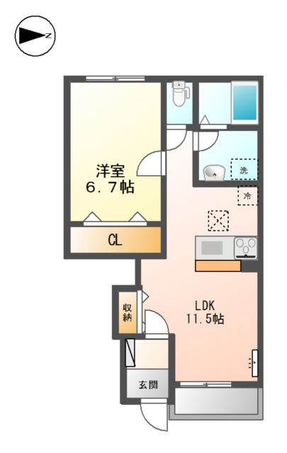 エスポワール107号室 間取
